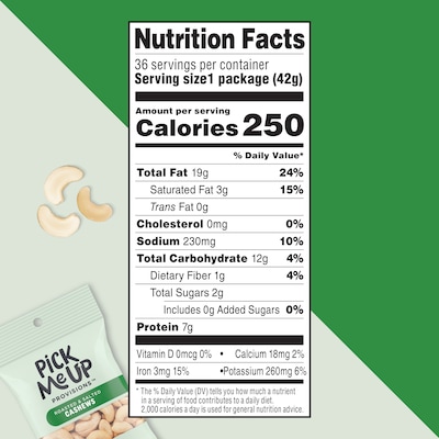 Pick Me Up Provisions™ Roasted & Salted Cashews, 1.5 oz., 36 Bags/Box (PM62981)