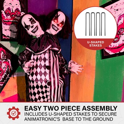 Haunted Hill Farm Lifesize Animatronic Two-Headed Clown (HHCLOWN-37FLSA)