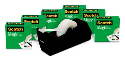 Scotch Magic Invisible Tape with Desktop Refillable Dispenser, 3/4 x 27.7 yds., 6-Pack (810KC38)