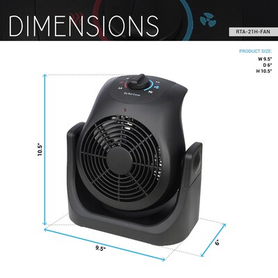 Techni Home Dual Comfort 2-in-1 Desk Fan, 2 Speed, Black (RTA-21H-FAN)