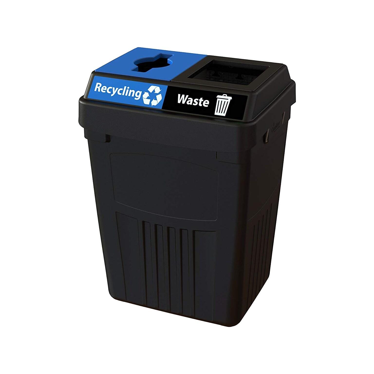 CleanRiver FlexE Plastic Dual-Stream Recycling Station, 50 Gallon, Black (FX50A-BK2-R-BE-W-BK)