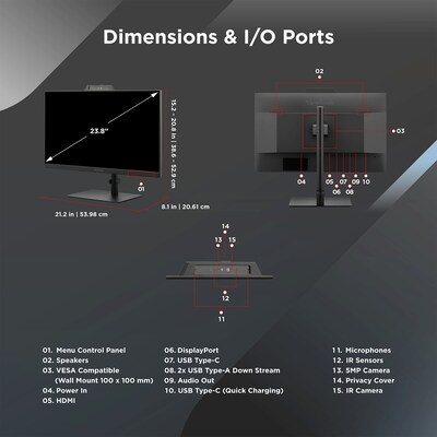 ViewSonic 24" FHD 120Hz LCD Monitor, Height Adjustable, Black (VG2441V)