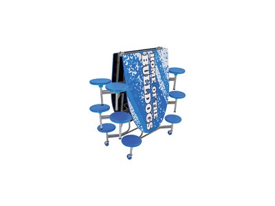 AmTab Elliptical Mobile Cafeteria Table w/ 12 Stools, 35" x 121", Assorted Colors (MSE1012)