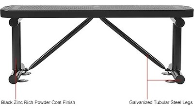 Global Industrial 4' Outdoor Steel Flat Bench, Perforated Metal, Black (695742BK)