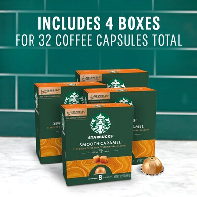 Starbucks Smooth Caramel Coffee Nespresso Vertuo Capsules, Light Roast, 32/Box (135903)