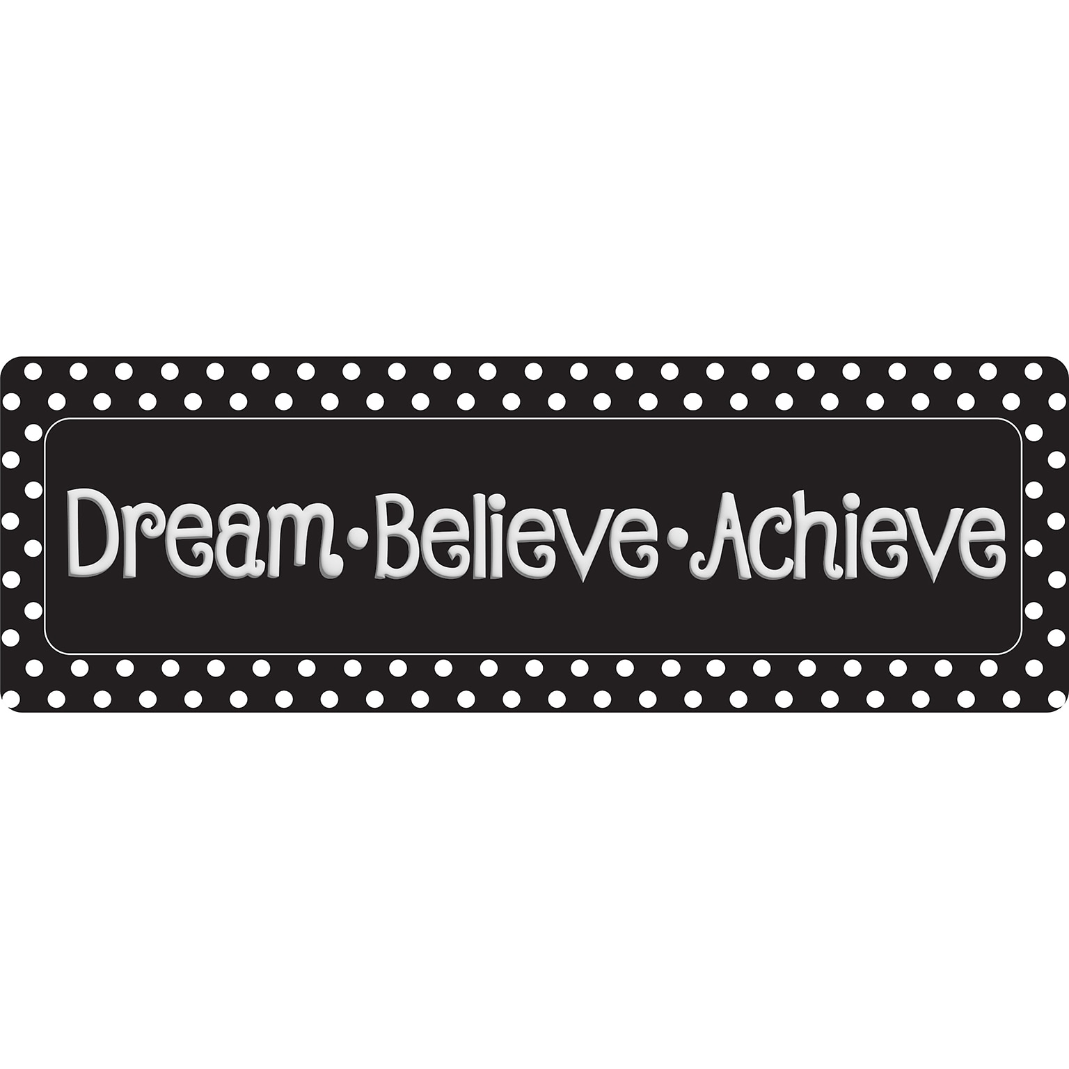 Ashley Productions The Original Fun Mat, Mat Runner, 15.5 x 47, Dream Believe, Achieve, Black with White Dots (ASH91421)