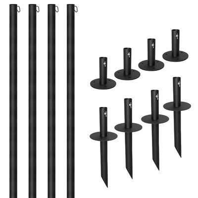 Excello Global Products Bistro Pole for String Lights, Black, 4/Pack (EGP-HD-0361)