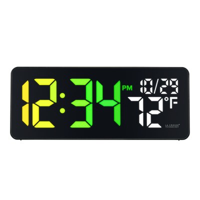 La Crosse Technology Color-Changing Digital LED Wall Clock with Indoor Temperature (513-1411)