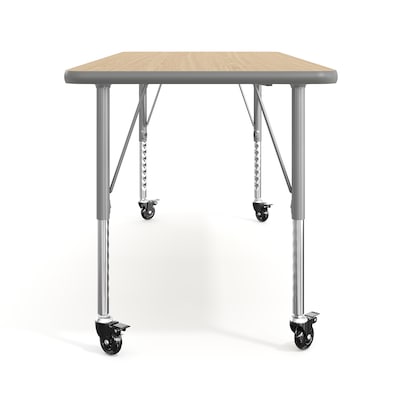 Flash Furniture Wren Rectangular Activity Table, 60" x 24", Height Adjustable, Light Natural Top/Silver Frame (XUA2460RECLNTPC)