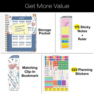 2026 Global Printed Products 8.5 x 11 Weekly & Monthly Planner, Paperboard Cover, Colorful Botanicals (FSHN-CY26-8511-30)