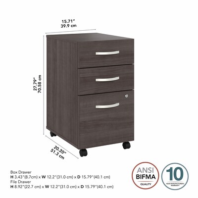 Bush Business Furniture Studio A 3-Drawer Mobile Vertical File Cabinet, Letter/Legal Size, Lockable, Storm Gray (SDF216SGSU-Z)