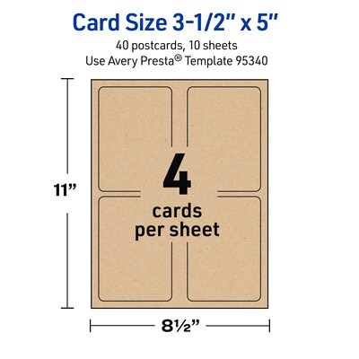 Avery Matte General Use Blank Cards, Kraft Brown, 40/Pack (95341)