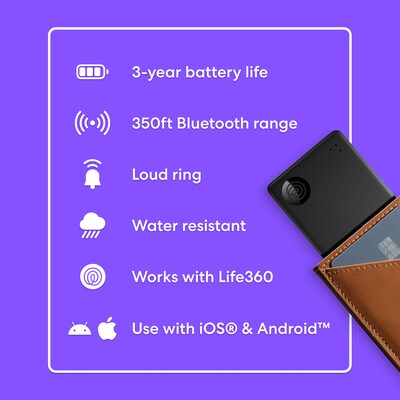 Life360 Tile Slim Bluetooth Tracker, Black (RE-62011)
