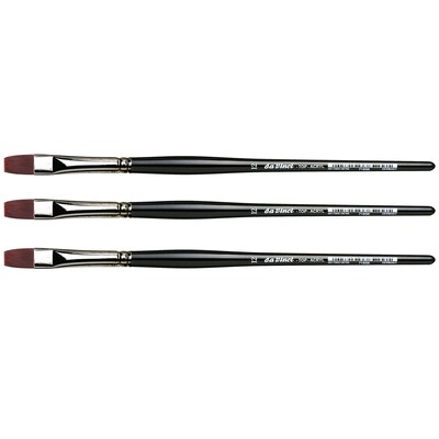 da Vinci TOP-ACRYL Oil and Acrylic Synthetic Bright Red-Brown Flat Brush, 3 Brushes/Pack (DVXVA7185K1-3)