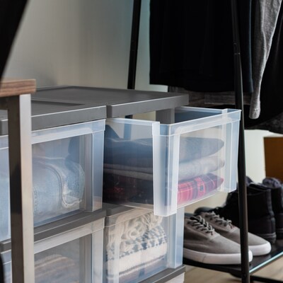 Iris 3-Drawer Storage Cart, Plastic, Elephant Gray, 2/Pack (500415)