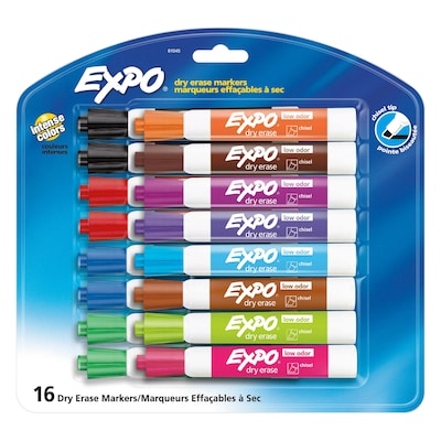 EXPO Dry Erase Markers, Chisel Tip, Assorted Colors, 16/Pack (81045A)