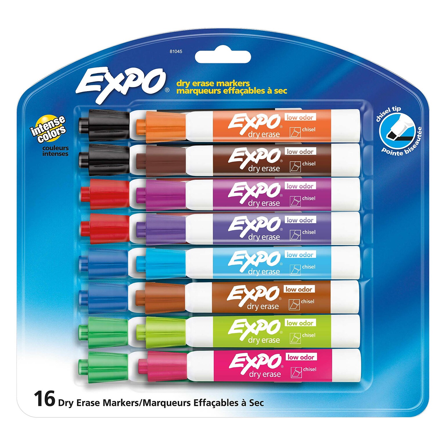 EXPO Dry Erase Markers, Chisel Tip, Assorted Colors, 16/Pack (81045A)