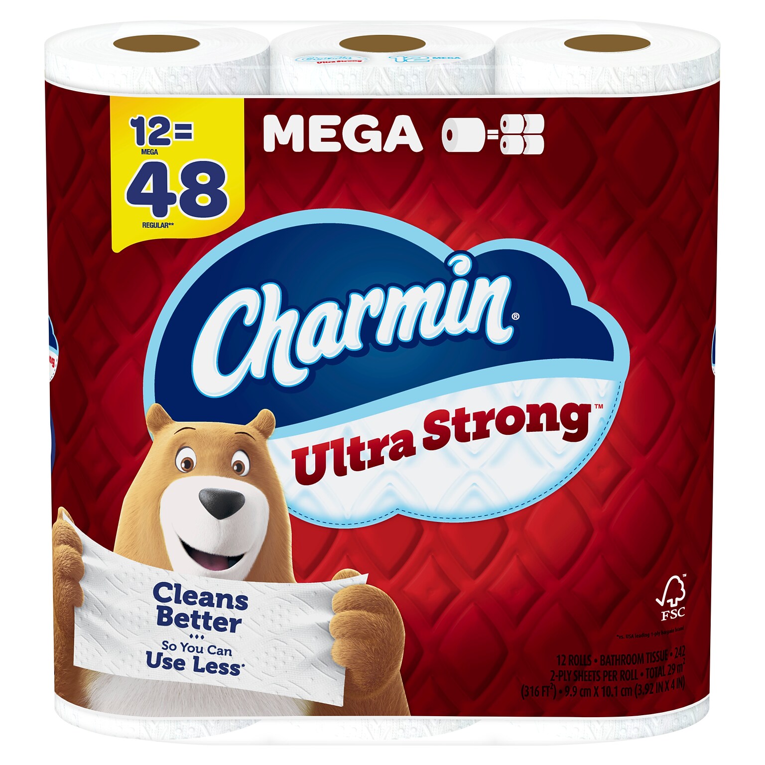 Charmin Ultra Strong Mega Toilet Paper, 2-Ply, White, 242 Sheets/Roll, 12 Rolls/Pack,  (04170/75321)