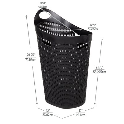 Mind Reader 15.85-Gallon Rolling Laundry Hamper, Plastic, Black (60HWHEEL-BLK)