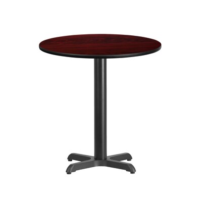 Flash Furniture 24 Round Laminate Table Top, Mahogany w/22x22 Table-Height Base XURD24MAT2222