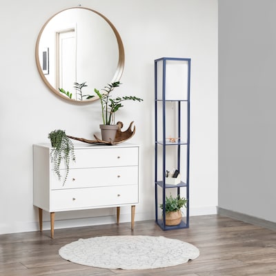 Creekwood Home Classix 62.5" Floor Lamp with Rectangular Shade, Navy Blue (CWF-3007-NV)