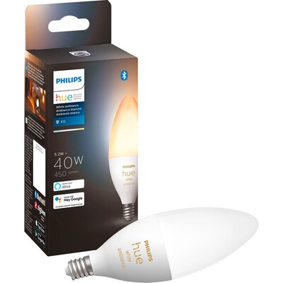 Philips Hue 40W Equivalent B39 LED Smart Bulb, White (573089)
