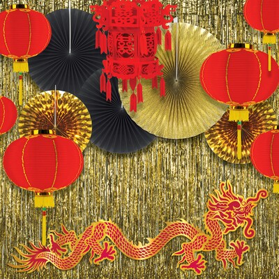 Beistle Decorative Fans, Black & Gold, 2/Pack (53319)