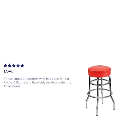 Flash Furniture Bruno Traditional Vinyl/Metal Double Ring Barstool without Back, Chrome/Red, 2-Pieces/Pack (2XUD100RED)
