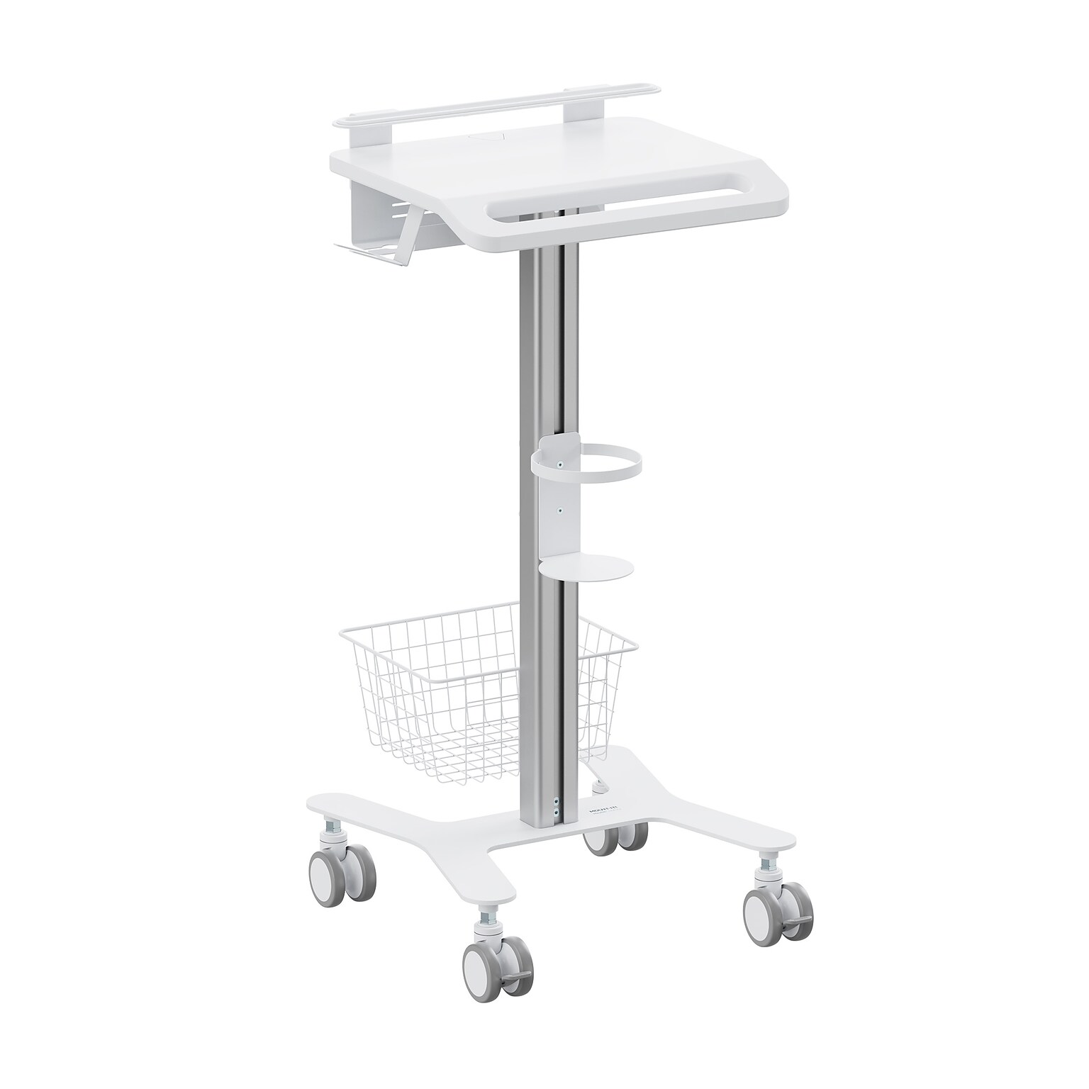 Mount-It! MedHub Mobile Medical Cart with Laptop Bar, Storage Accessories, and Locking Caster Wheels, White/Grey (MI-16029)
