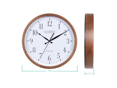 La Crosse Technology Atomic Wall Clock, Wood, 12.80" (404-50447)