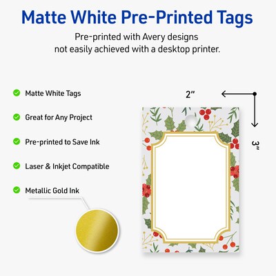 Avery  3 Blank Price & Merchandise Tags, White, 80/Carton (S00-FEA-PRMWT10)