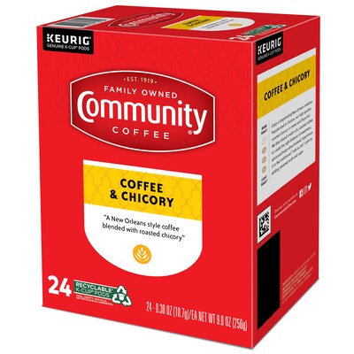 Community Coffee Chicory Coffee Keurig® K-Cup® Pods, Medium Dark Roast, 24/Box (5000374326)