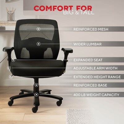 Quill Brand® Driscott Mesh Back Fabric Managers Big & Tall Chair, Black (28354)