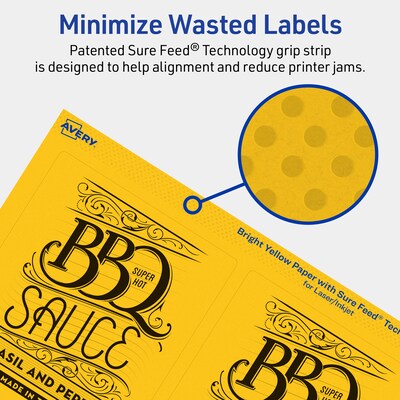 Avery Laser/Inkjet Rectangle Multipurpose Labels, 4.75" x 3.75", Bright Yellow, 160/Pack (94254)