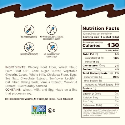 Rip Van Wafels Cookies and Cream Stroopwafels, 1.16 oz., 12 Packs/Box, 12/Box (RVW00388)