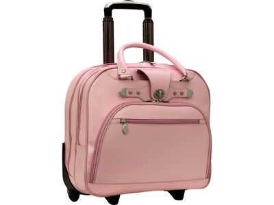 McKlein REDWOOD 15" Leather Rolling Laptop Bag, Pink (99699)