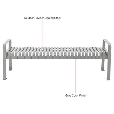 Global Industrial 6' Outdoor Bench, Backless, Vertical Steel Slat, Gray (262113GYKD)