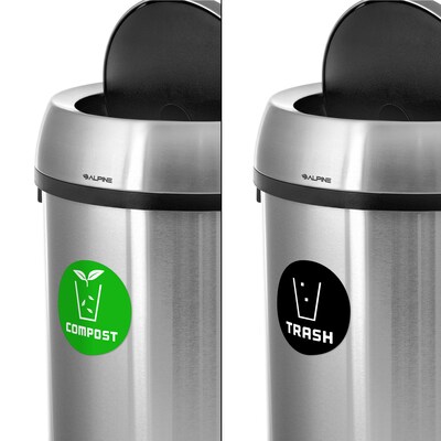 Alpine Industries Stainless Steel Indoor Compost and Trash Can with Swivel Lid, 17 Gallon, Silver, 2/Pack (ALP470-65L-1-CO-T)