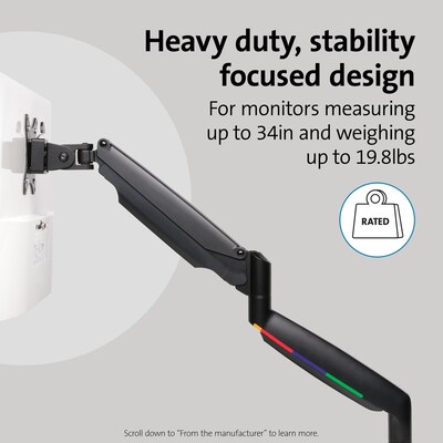 Kensington SmartFit One-Touch Height Adjustable Single Monitor Arm, Up to 34" Monitor, Black (K59600WW)