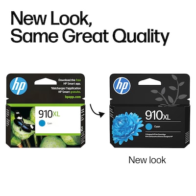 HP 910XL Cyan High Yield Ink Cartridge, Prints Up to 700 Pages (3YL62AN#140)