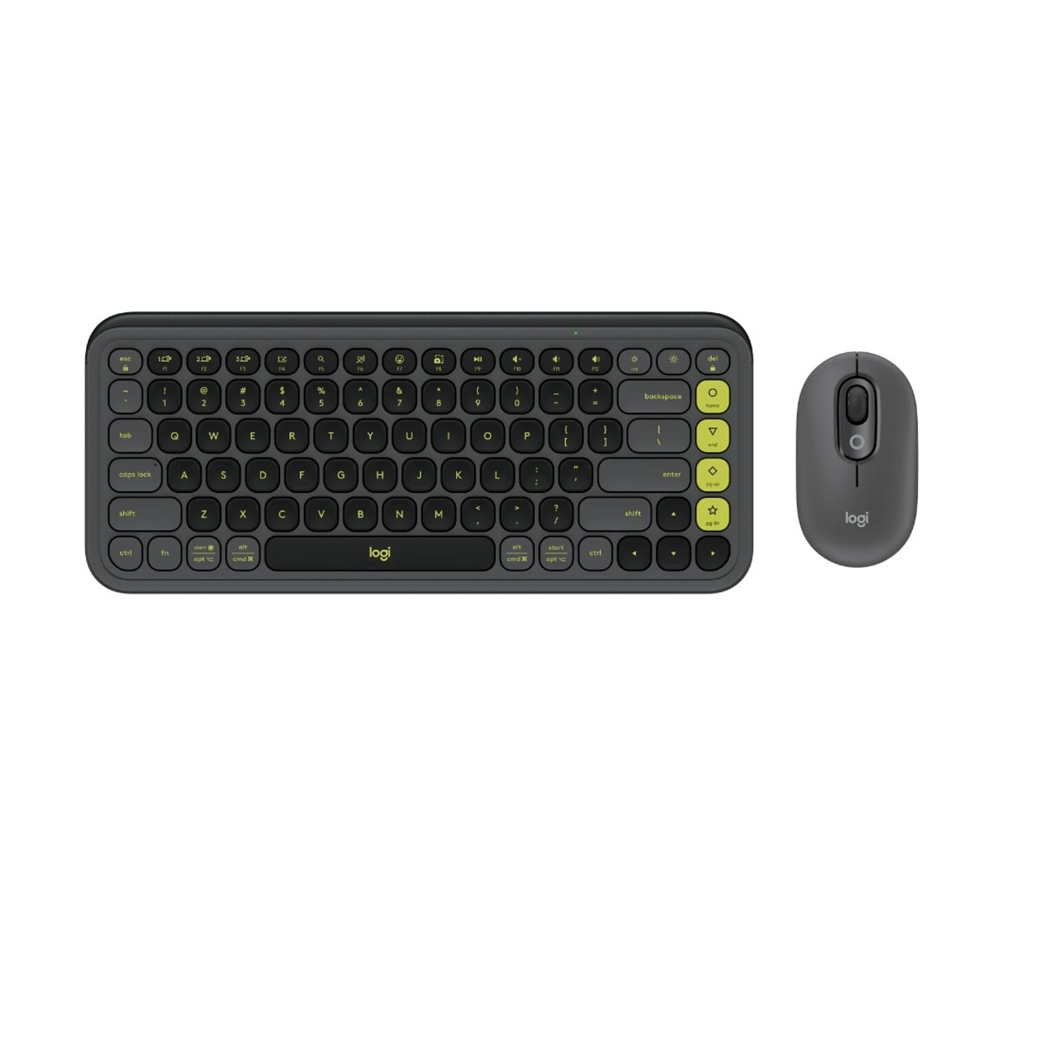 Logitech POP Icon Wireless Keyboard and Optical Mouse Combo, Graphite and Green (920-013103)