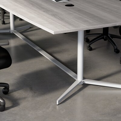 Bush Business Furniture 120W x 48D Boat Shaped Conference Table with Metal Base, Platinum Gray (99TBM120PGSVK)