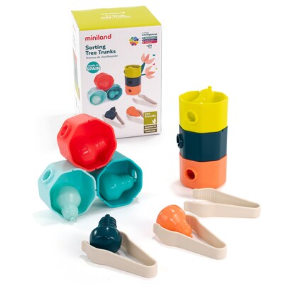 MINILAND Feel to Learn: Sorting Tree Trunks, Multicolored, 15 Pieces/Set (MLE97350)