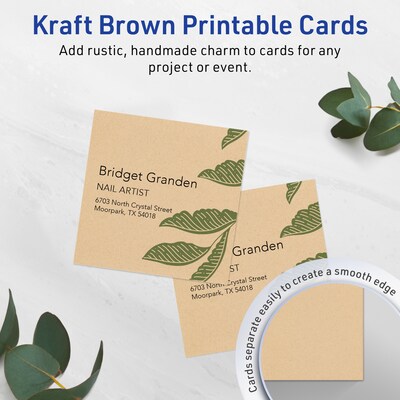 Avery Matte General Use Blank Cards, Kraft Brown, 300/Box (95335)