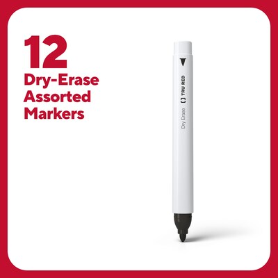 TRU RED™ Dry Erase Markers, Fine Tip, Assorted, 12/Pack (TR61434-CC)