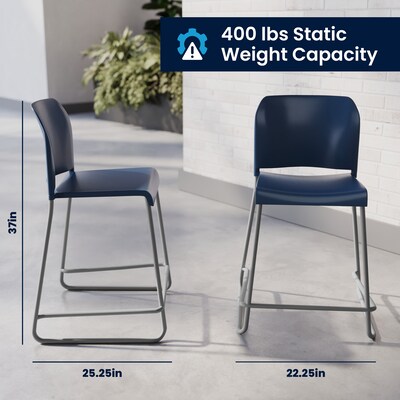 Flash Furniture Hercules Kenai Classic Plastic Stacking Full Back Counter Stool, Navy (RUT239AHCSNV)
