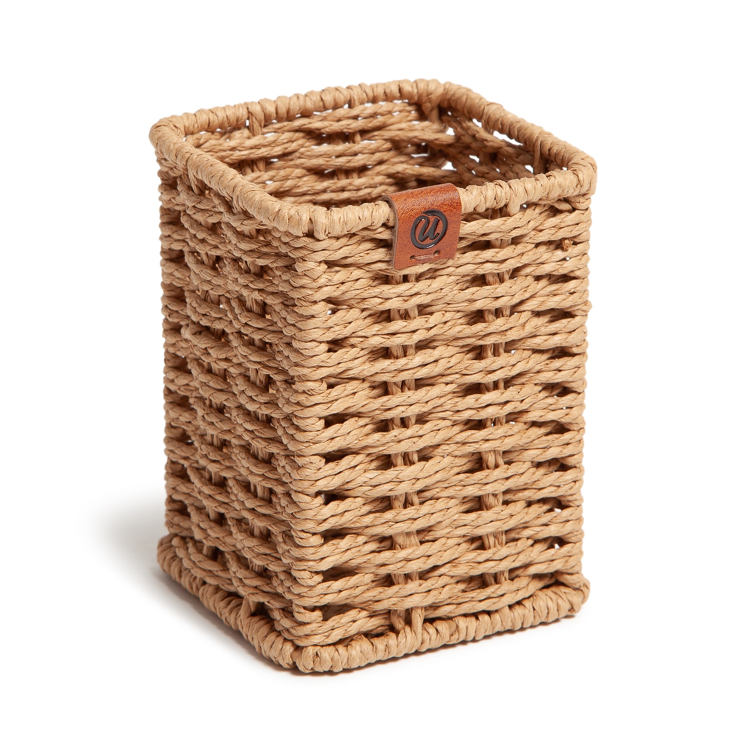 U Brands Woven Paper Rope/Metal Pencil Cup, Brown (6087U01-16)