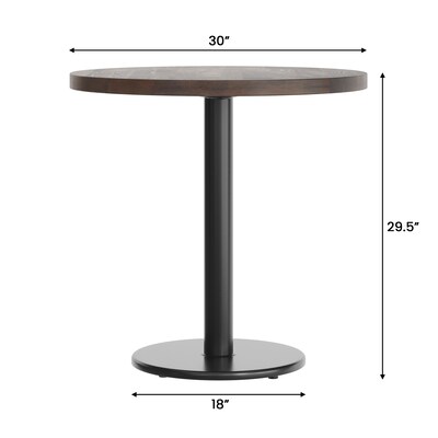 Flash Furniture Bennett 30" Round Wooden Commercial Indoor Table, Dark Brown Top/Black Base (GSFRD30DBTR18)