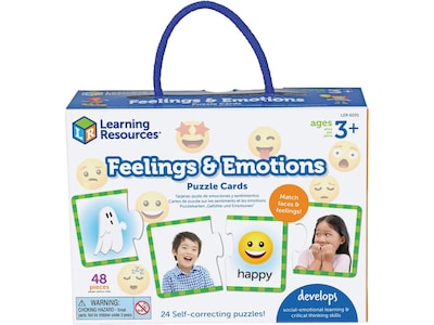 Learning Resources Feelings & Emotions Puzzle Cards, Assorted Colors, 24/Box (LER6091)