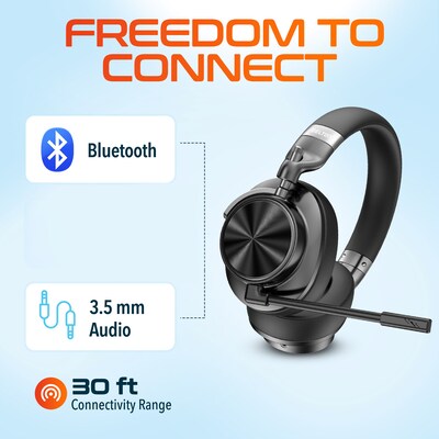 Delton M320 Wireless Active Noise Canceling Over-Ear Headphones, Bluetooth, Black (DHBM320)